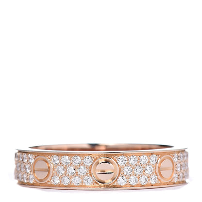 Cartier 18K Pink Gold Diamond 4mm LOVE Wedding Paved Band Ring 50 5.25 3 of 4