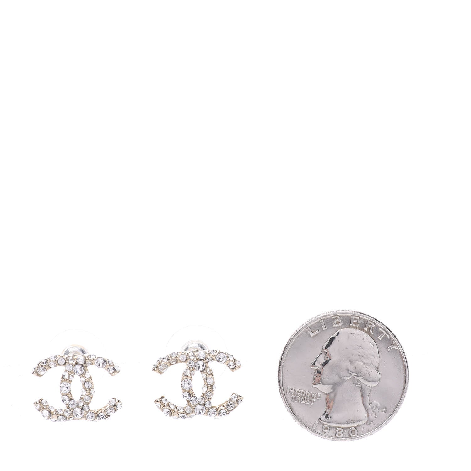 Chanel Crystal CC First Class Stud Earrings Gold 2 of 5