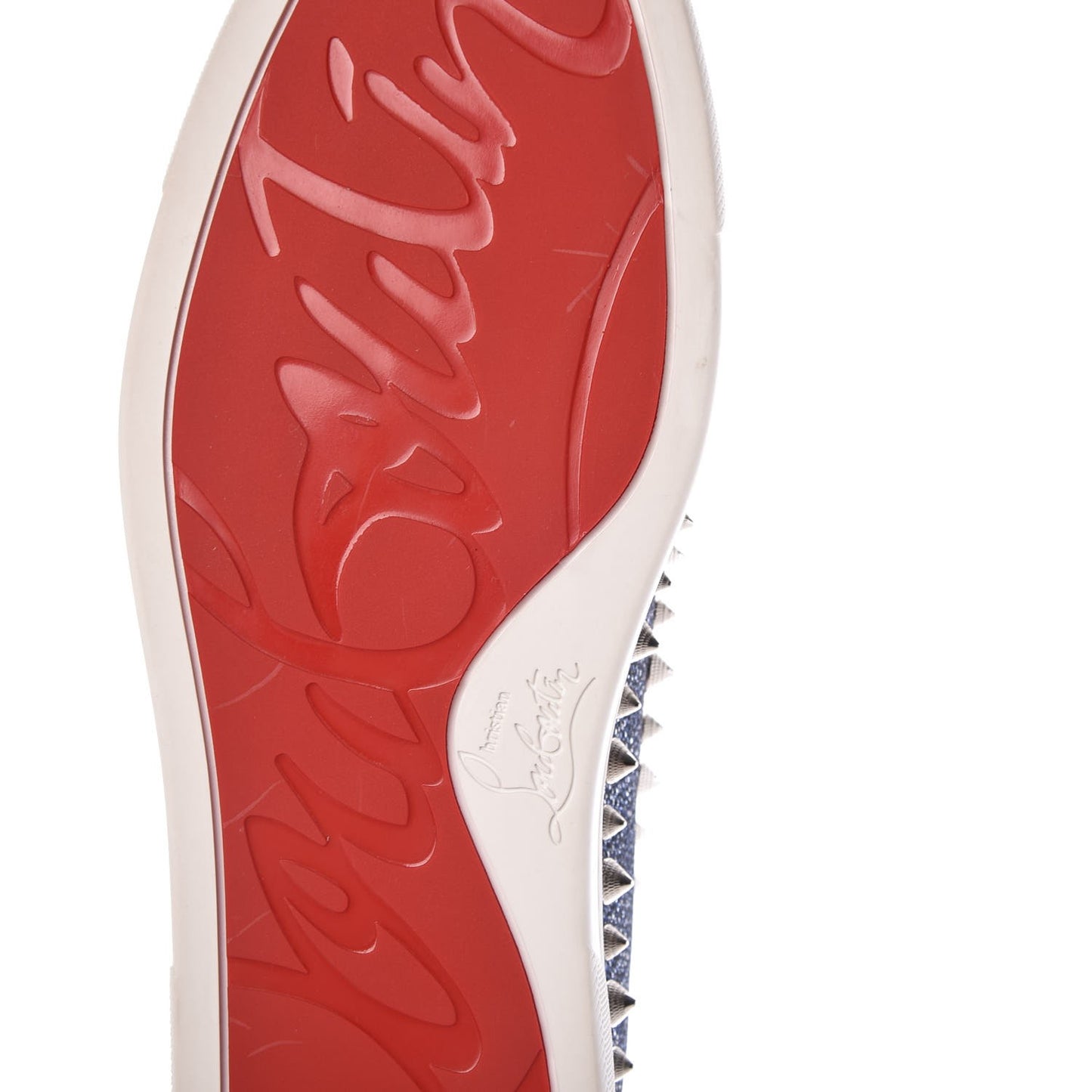 Womens Denim Lame Lux Spikes Pik Boat Flat 37 Silver