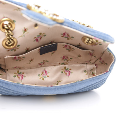 Gucci Denim Matelasse Mini Pearly GG Marmont Shoulder Bag Blue 5 of 13