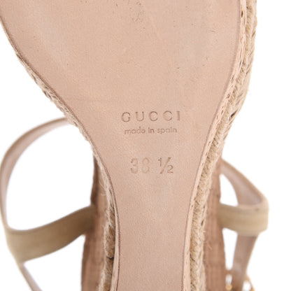 Gucci Suede Cork Guccissima Hollie Wedge Sandals 38.5 Nude 8 of 15