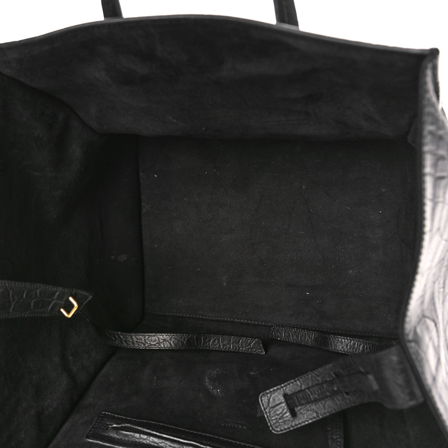 Celine Crocodile Embossed Calfskin Medium Phantom Luggage Black 5 of 9