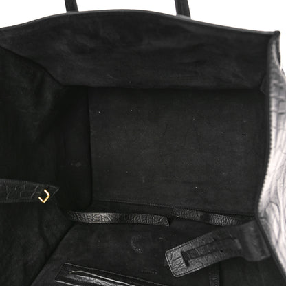 Celine Crocodile Embossed Calfskin Medium Phantom Luggage Black 5 of 9