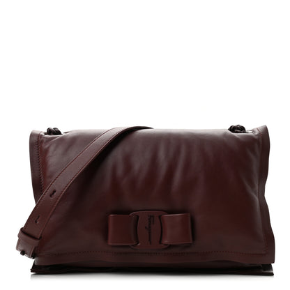 Salvatore Ferragamo Calfskin Small Viva Bow Shoulder Bag Burgundy 1 of 10