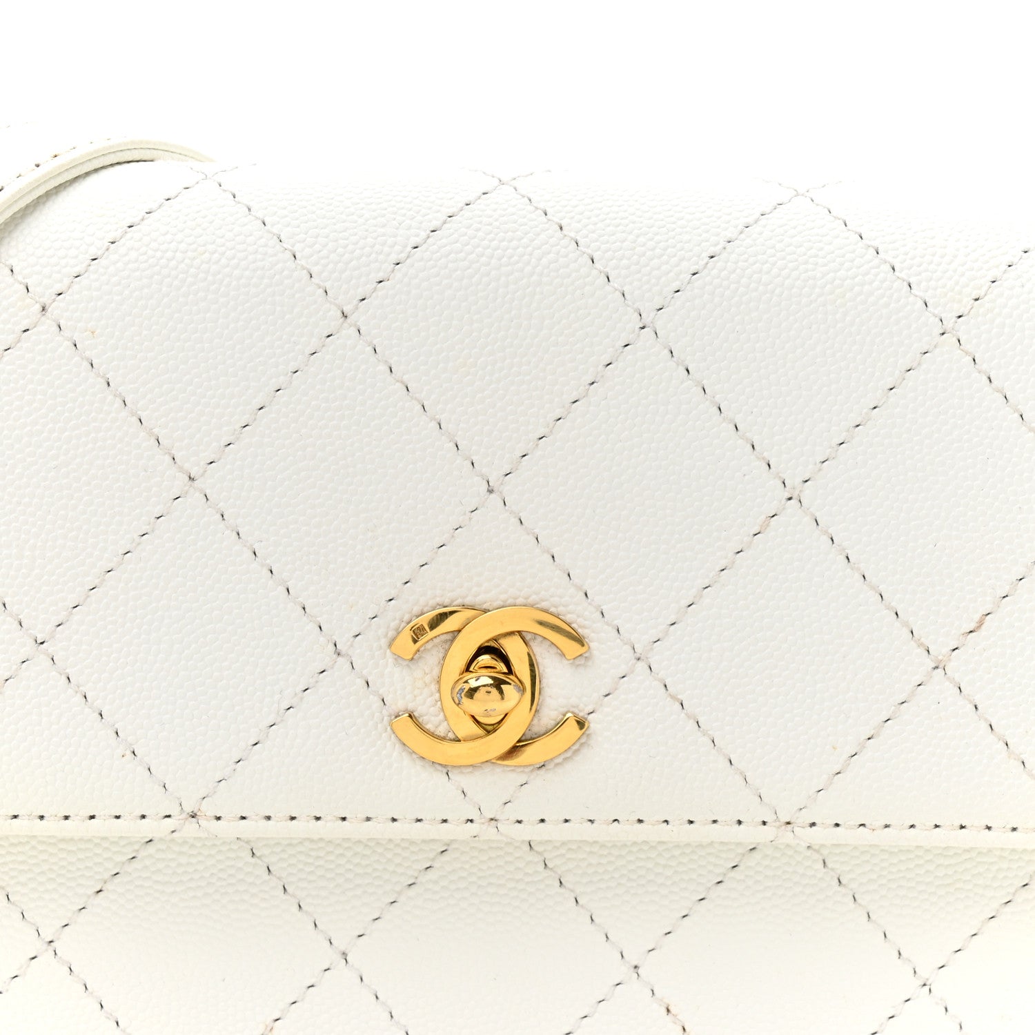 Chanel Caviar Diamond Stitched Square Flap Shoulder Bag White 9 of 15
