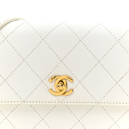 Chanel Caviar Diamond Stitched Square Flap Shoulder Bag White 9 of 15