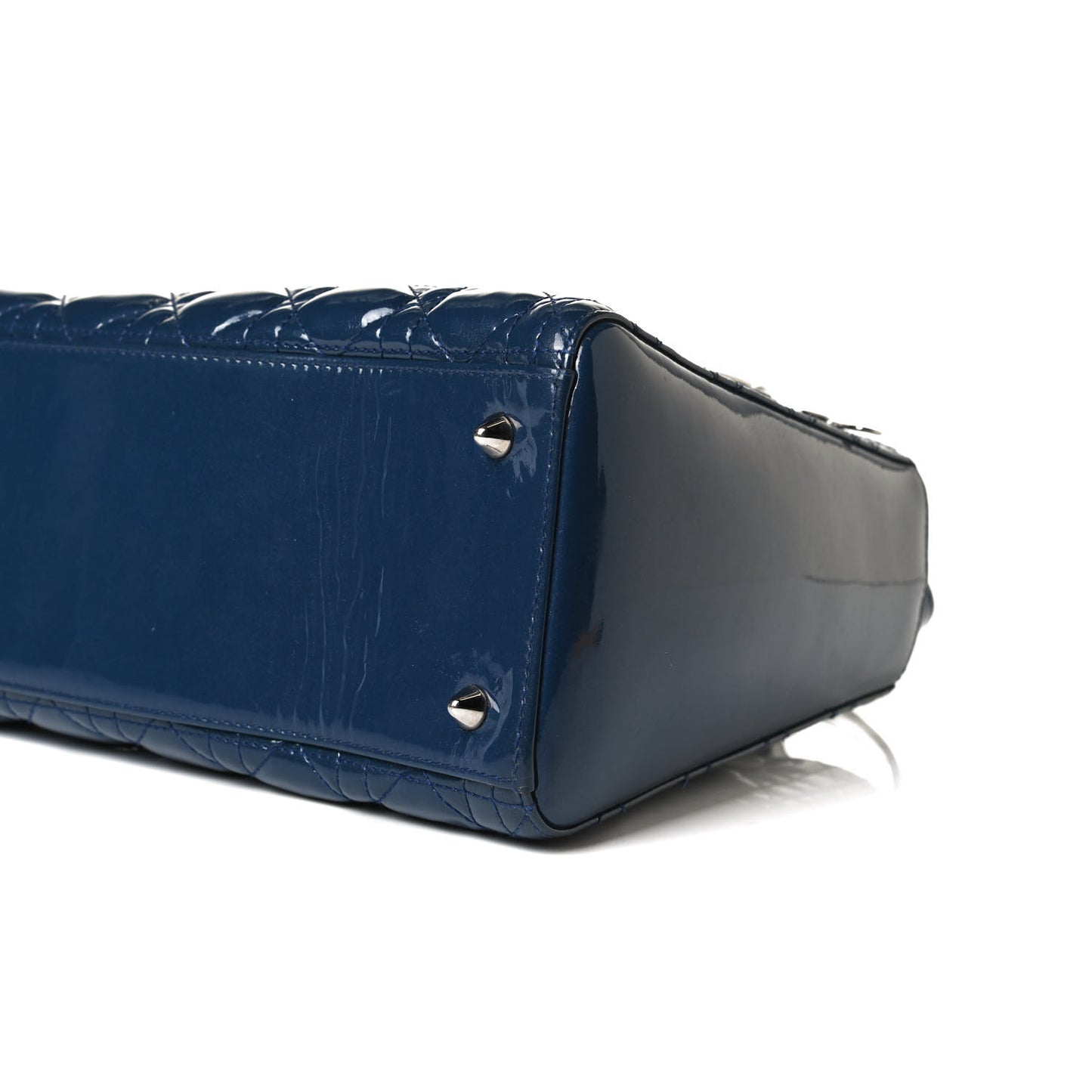 Patent Cannage Medium Lady Dior Blue
