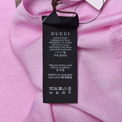 Gucci Wool Silk GG Monogram GGNat Plus Scarf Rose 4 of 4