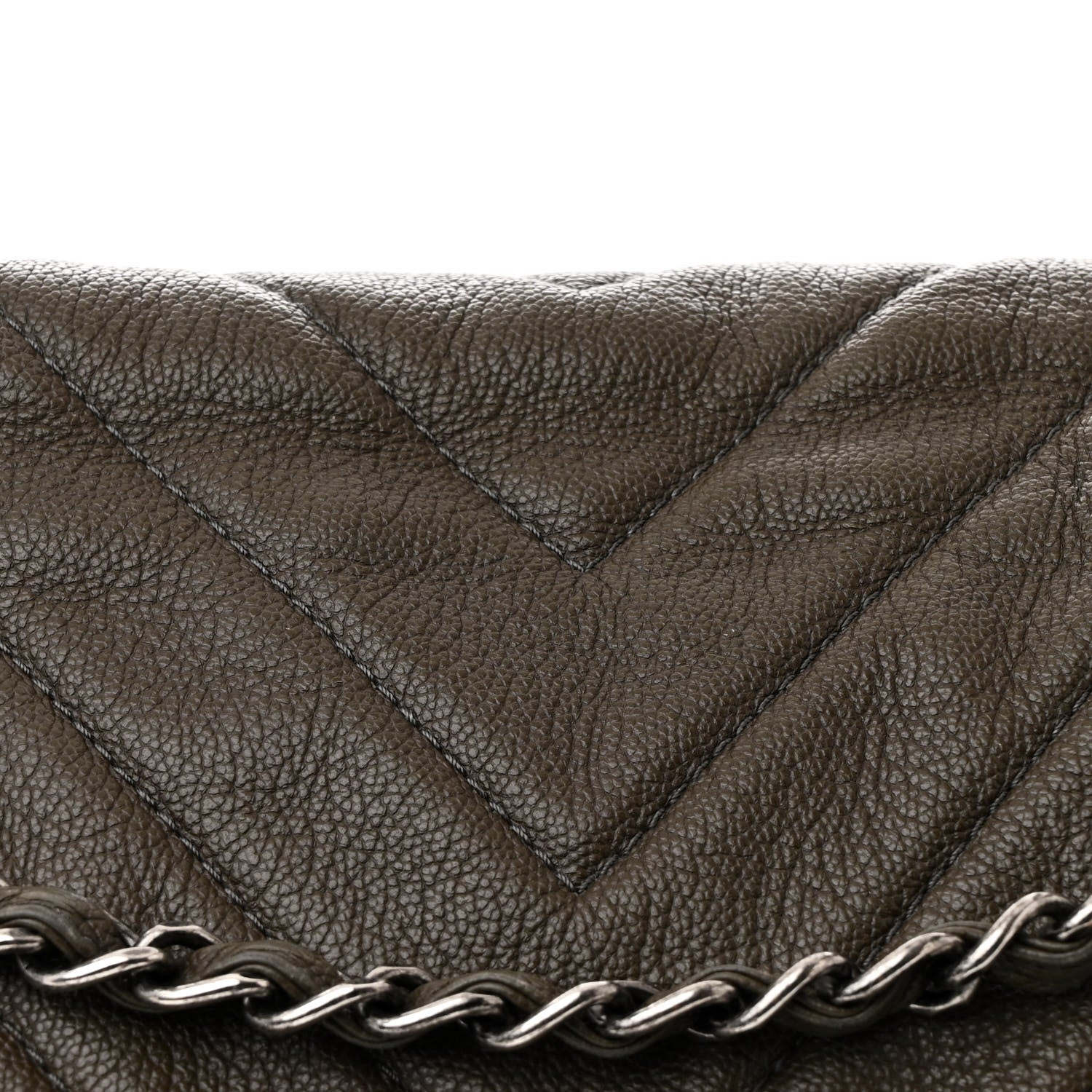 Chanel Calfskin Chevron Quilted XXL Travel Flap Bag Khaki 8 of 10