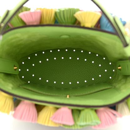 Delvaux Taurillon Soft Mini Pompons Pin Bucket Multicolor Aloe 5 of 10