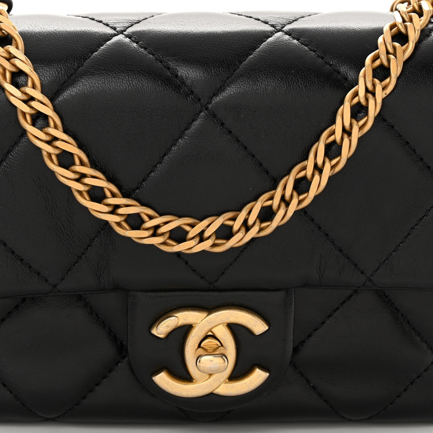 Lambskin Quilted Small Fancy Jewel Flap Black