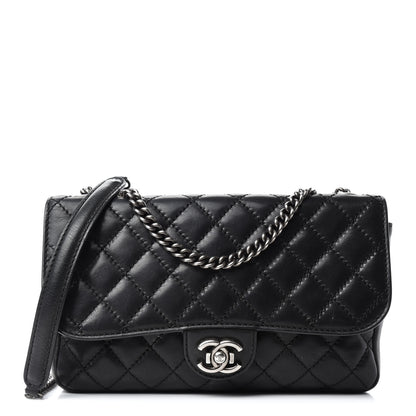 Chanel Calfskin Stitched Quilted Flap Black 1 of 12