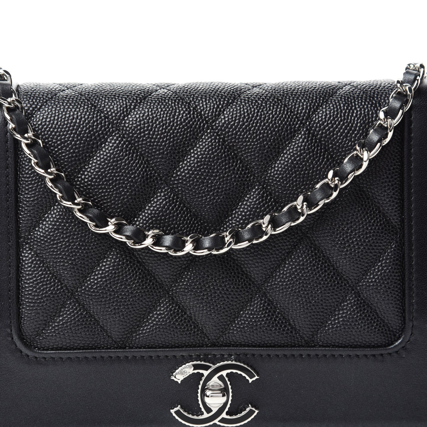 Caviar Quilted Vintage Mademoiselle Wallet On Chain WOC Black