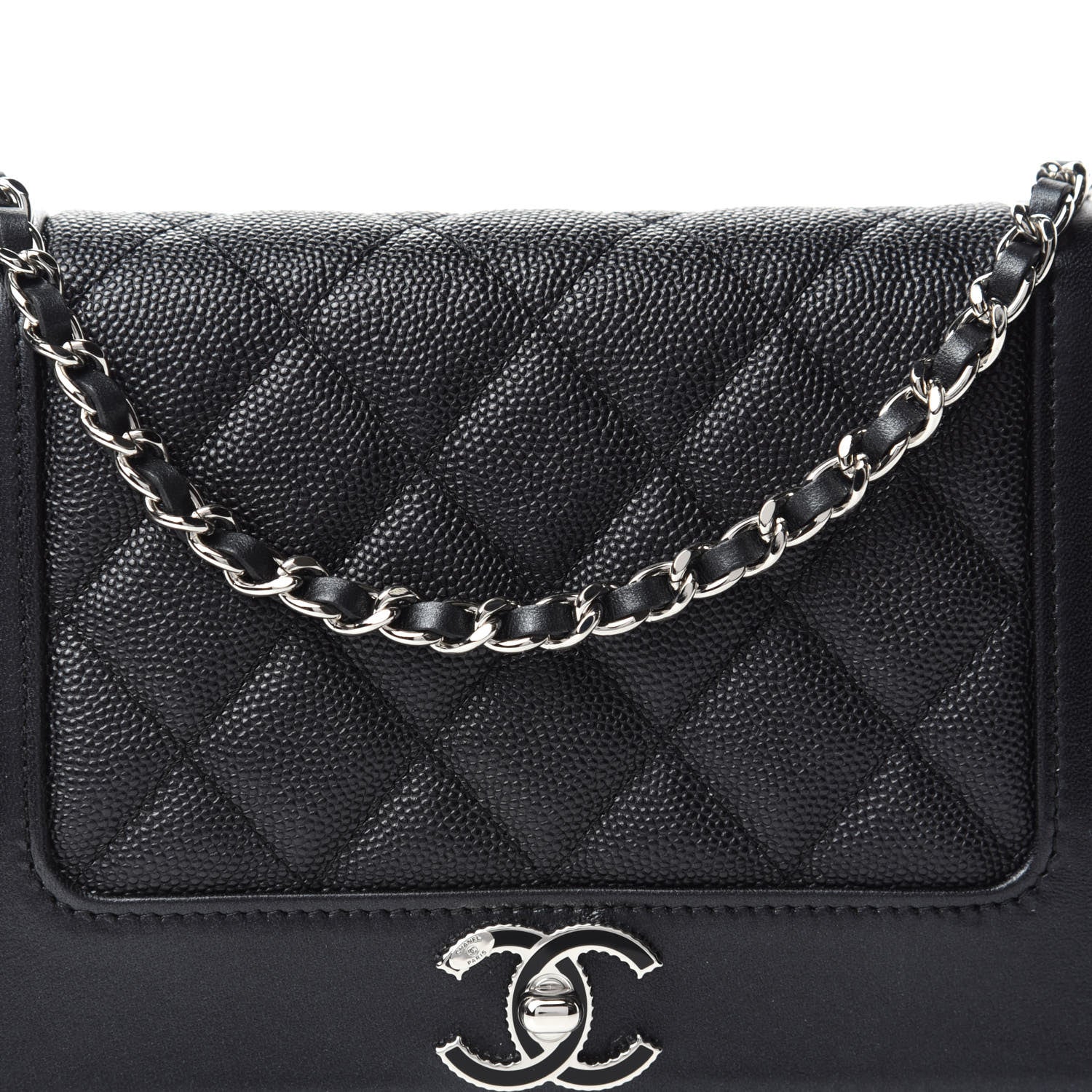Chanel Caviar Quilted Vintage Mademoiselle Wallet On Chain WOC Black 12 of 13