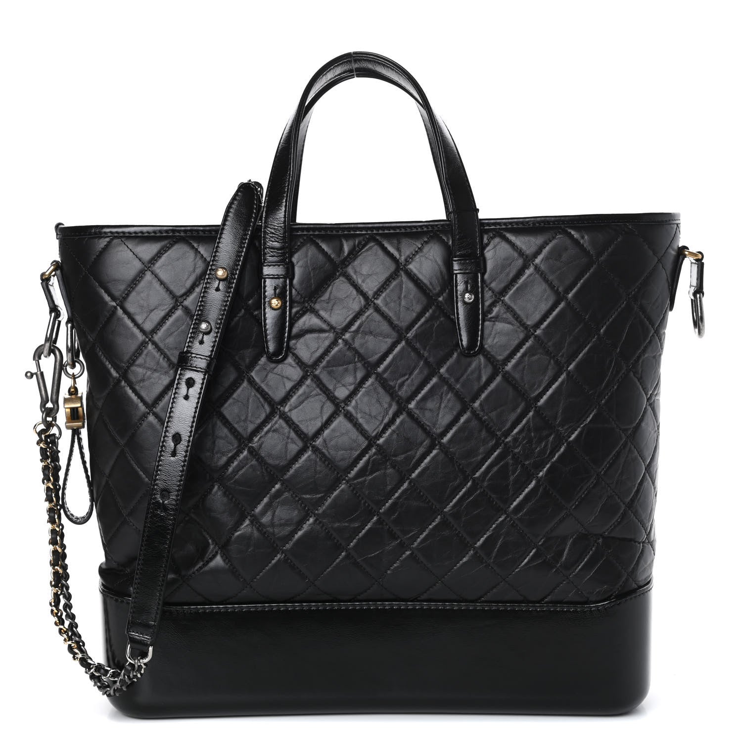 Chanel Aged Calfskin Quilted Large Gabrielle Shopping Tote Black 1 of 10