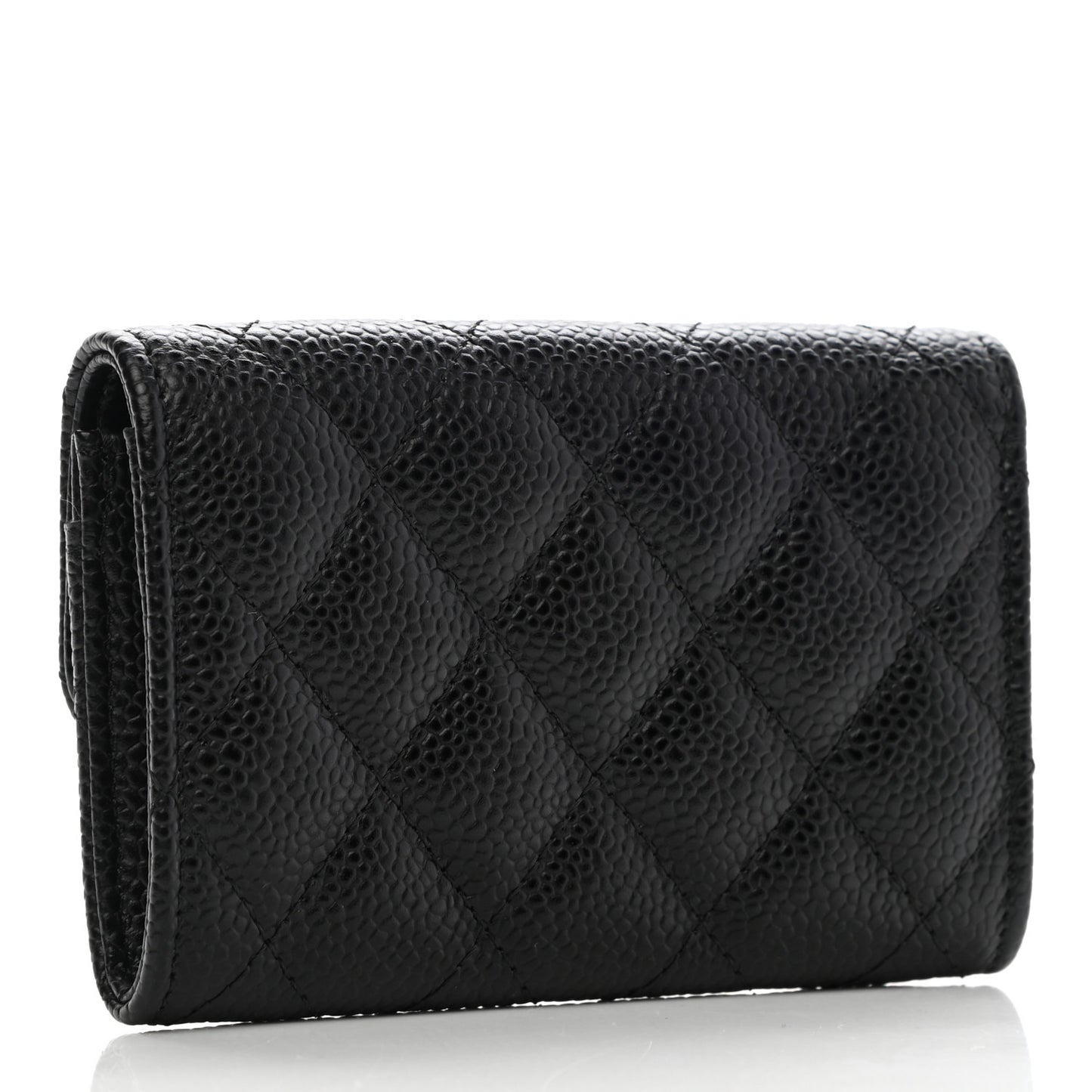 Caviar Quilted Flap Card Holder Black