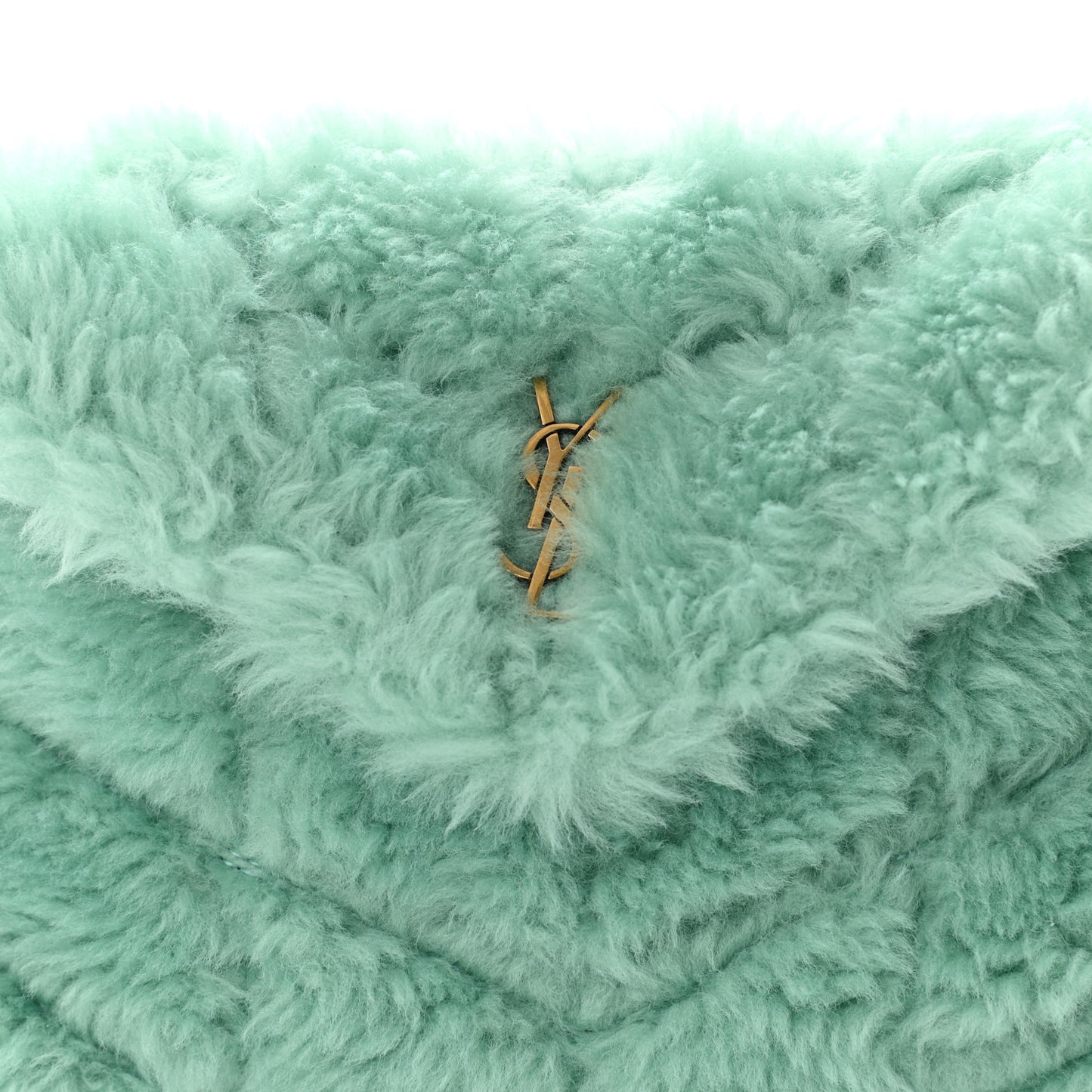 Shearling Quilted Monogram Loulou Puffer Pouch Clutch Iced Mint Iced Mint