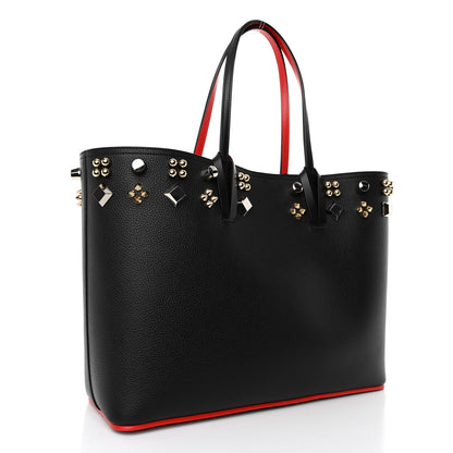 Christian Louboutin Calfskin Empire Spike Studded East West Cabata Tote Black Gold 4 of 10