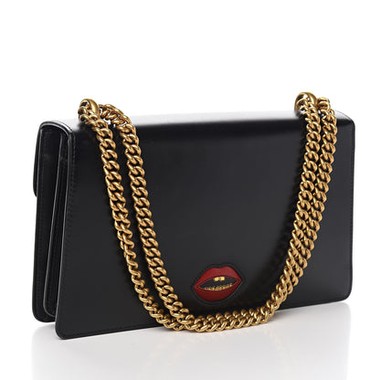Gucci Knight Calfskin Malaga Kid Heart Medium GG Marmont Chain Handle Bag Black Hibiscus Red Multicolor 2 of 12