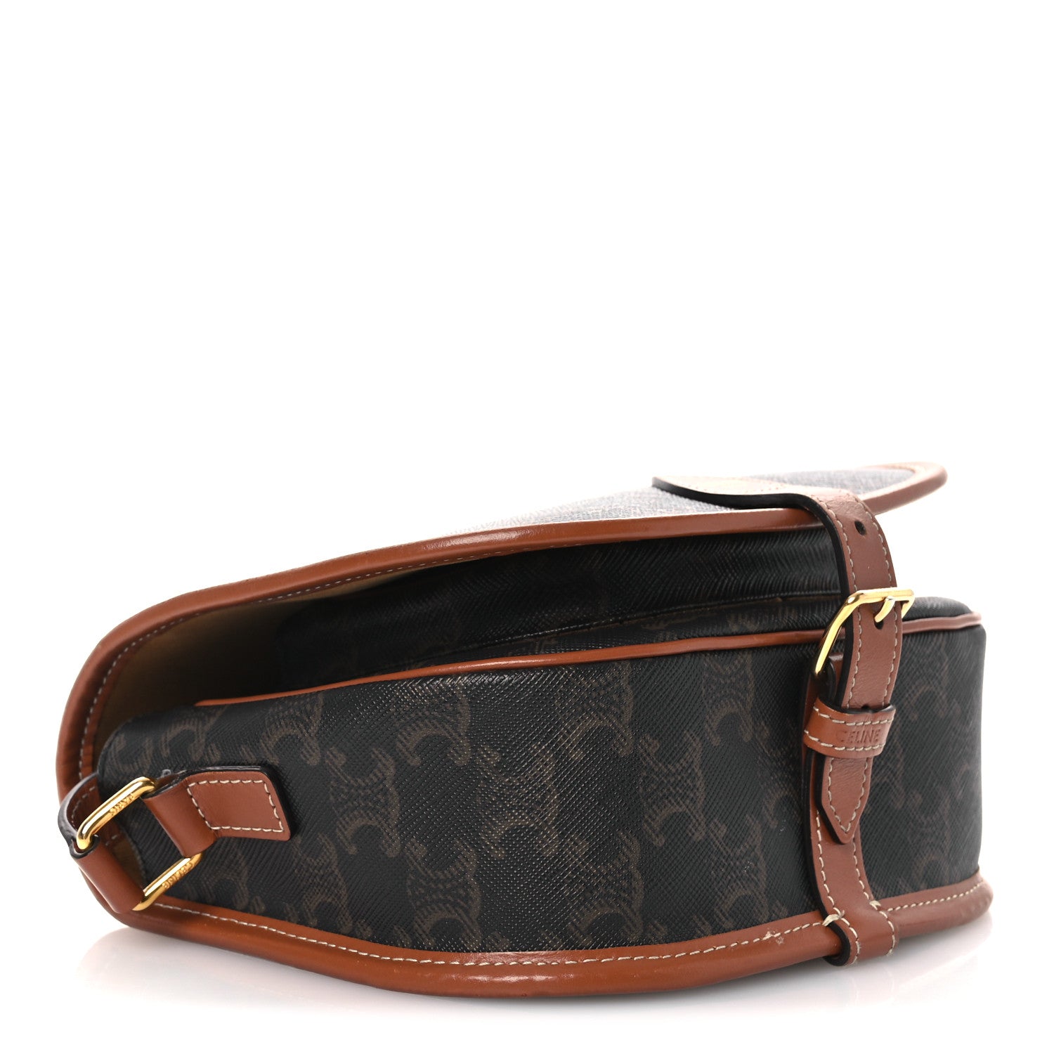 Celine Triomphe Canvas Medium Folco Bag Tan 4 of 17