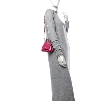 Dolce & Gabbana Patent Mini DG Girls Miss Sicily Satchel Dark Pink 2 of 14