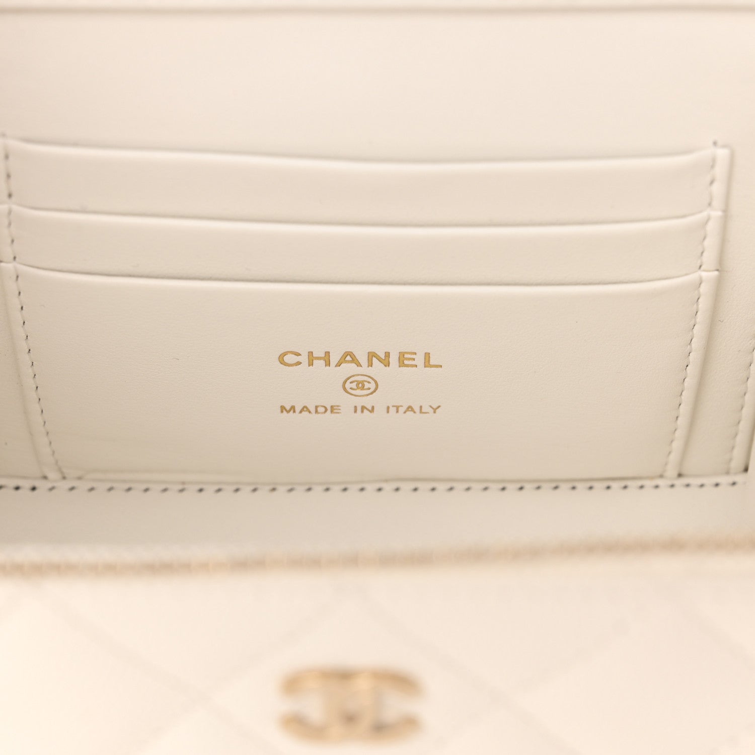 Chanel Caviar Quilted Small Vanity Case With Chain White 6 of 10