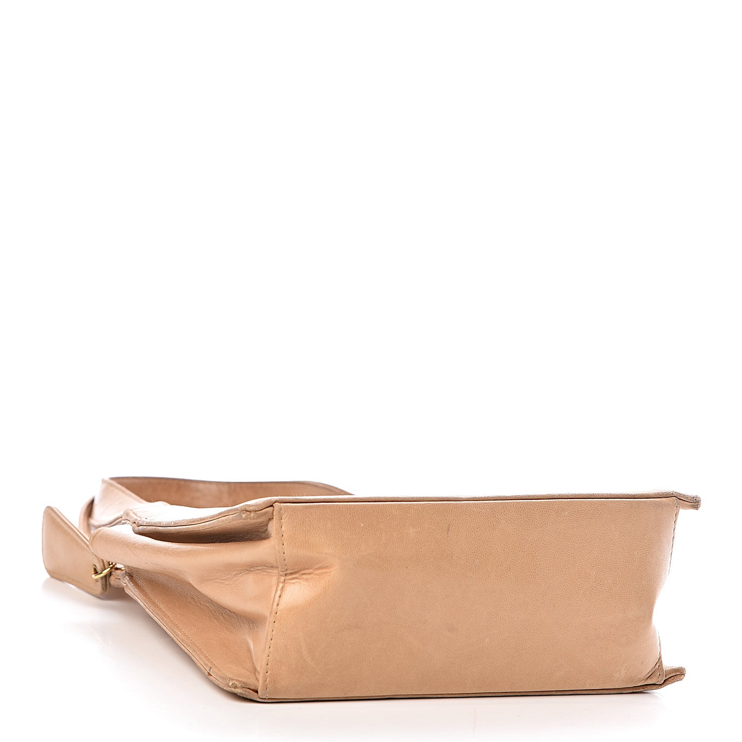 Lambskin Stitched Logo Tote Beige