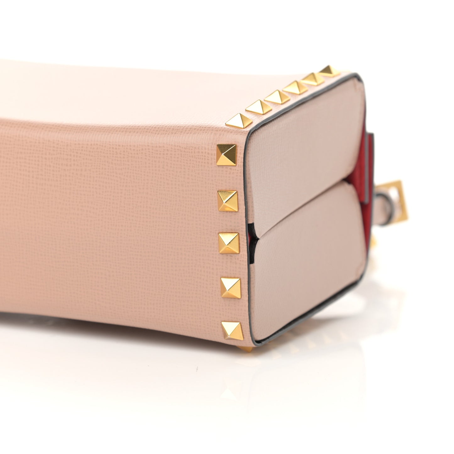 Grainy Calfskin Rockstud Alcove Box Top-Handle Bag Rose Cannelle