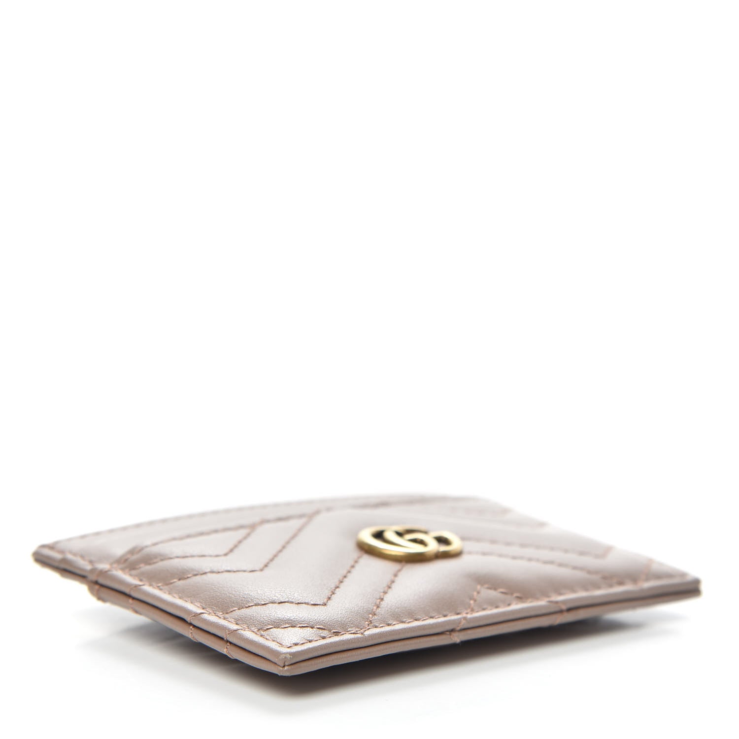 Gucci Calfskin Matelasse GG Marmont Card Holder Porcelain Rose 4 of 6