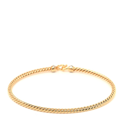 David Yurman 18K Yellow Gold Diamond 2.6mm Cable Collectibles Buckle Bracelet 3 of 4