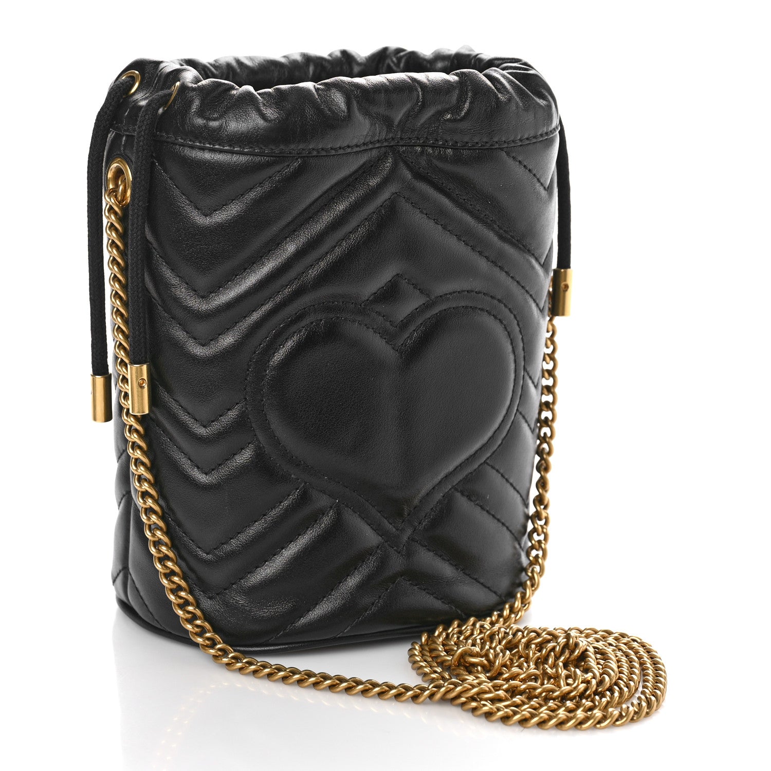 Gucci Calfskin Matelasse Mini GG Marmont 2.0 Bucket Bag Black 3 of 11