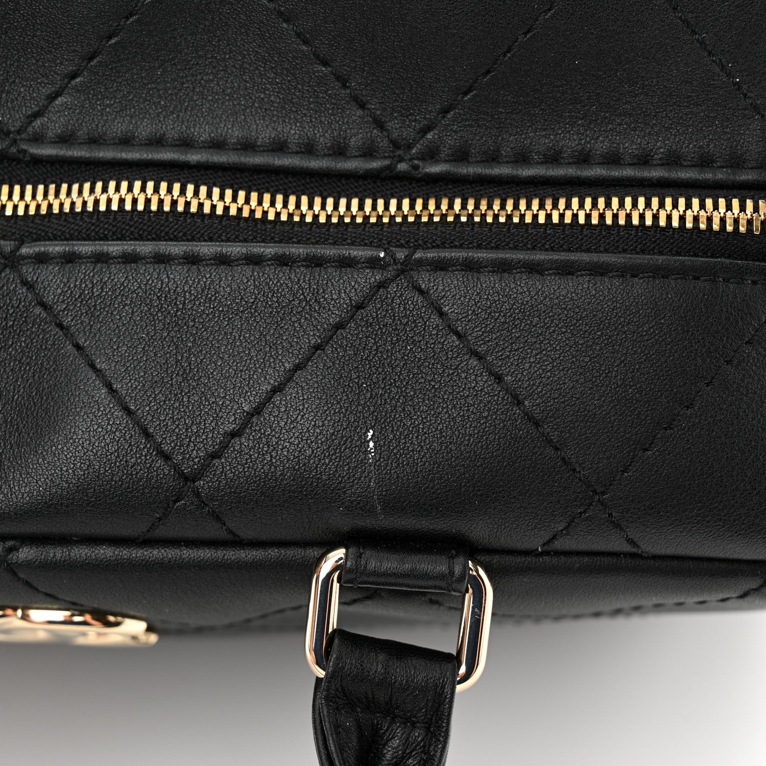 Chanel Calfskin Diamond Stitched Top Handle Bowling Bag Black 10 of 10