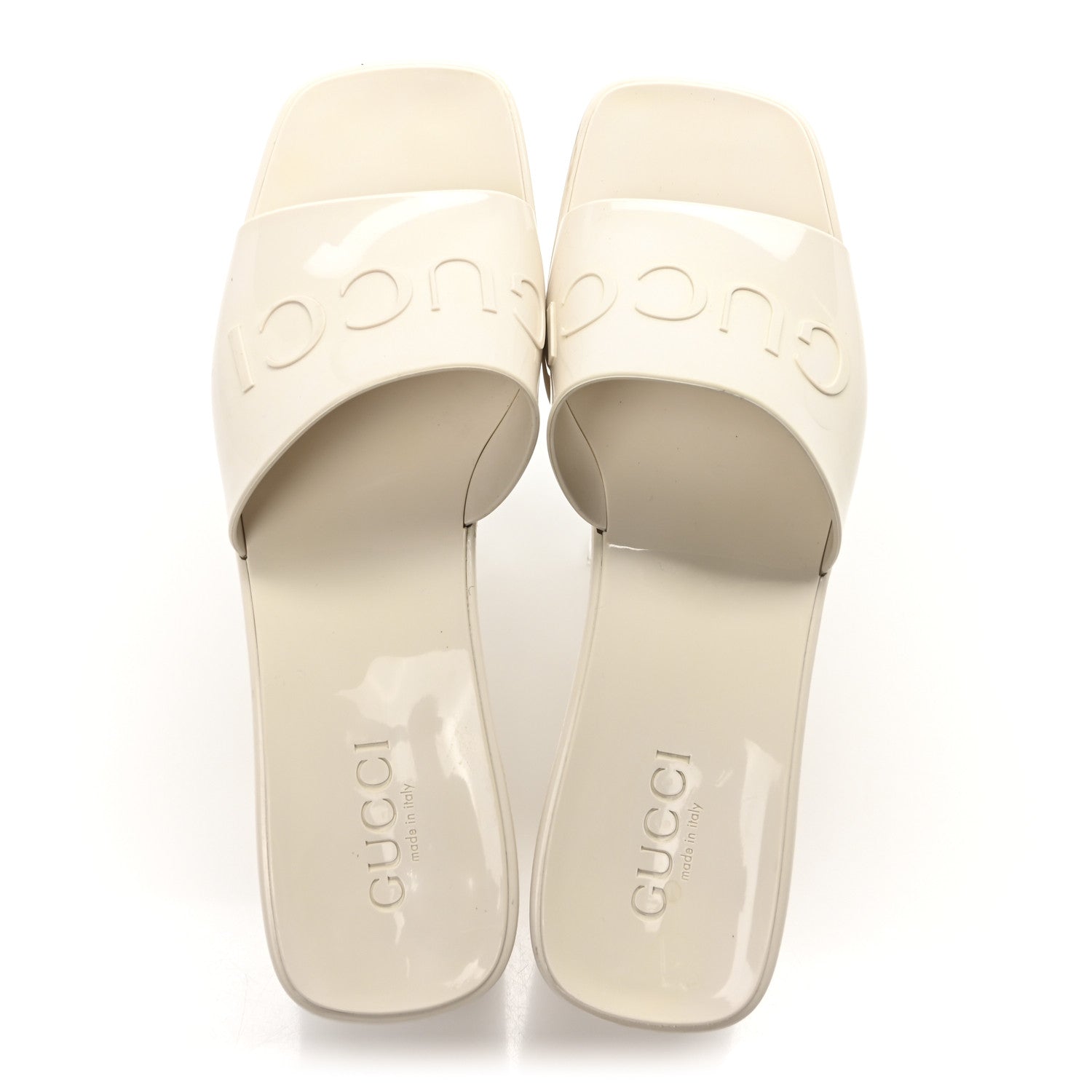 Gucci Rubber Gucci Logo Womens Platform 20/60mm Slide Sandals 40 Mystic White 2 of 8