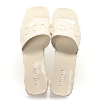 Gucci Rubber Gucci Logo Womens Platform 20/60mm Slide Sandals 40 Mystic White 2 of 8
