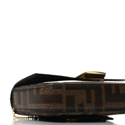 Fendi Glazed Fabric FF 1974 Nano Baguette Belt Charm Mogano Panna 9 of 11