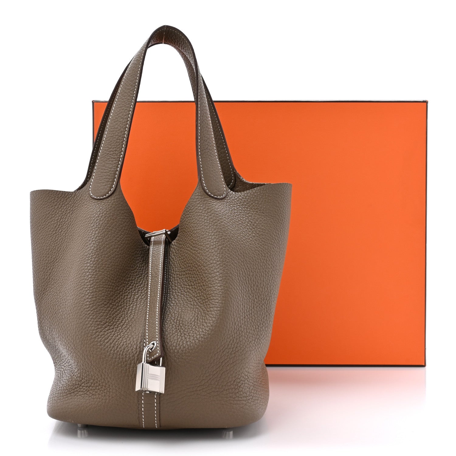 Hermes Taurillon Clemence Picotin Lock 22 MM Etoupe 15 of 15