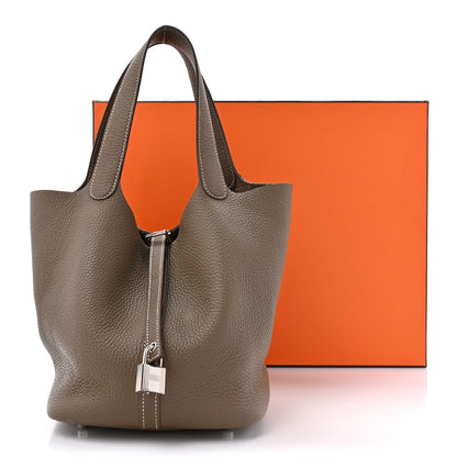 Hermes Taurillon Clemence Picotin Lock 22 MM Etoupe 15 of 15