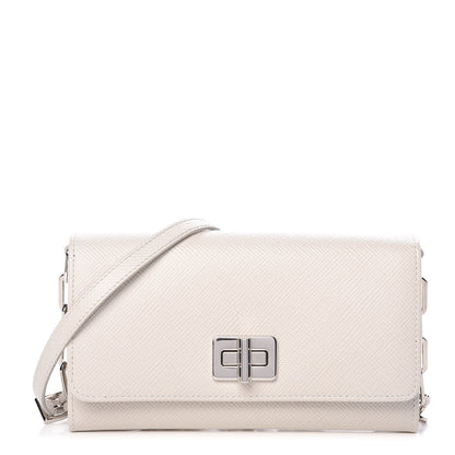 Prada Saffiano Cuir Wallet On Chain Talco Black 1 of 10
