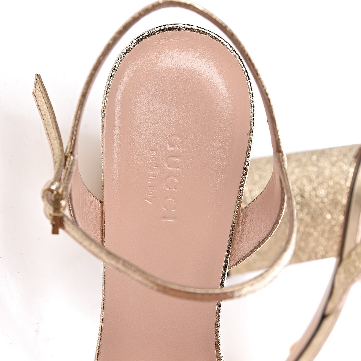Galassia GG Marmont Ankle Wrap 75mm Sandals 38 Platino