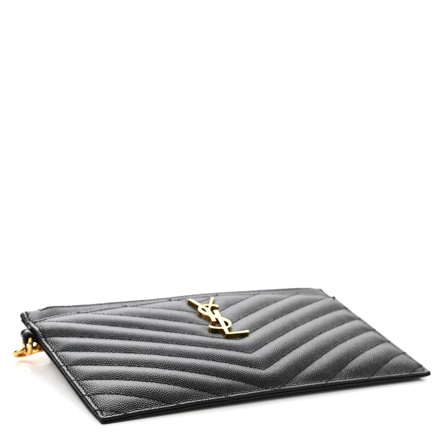 Grain De Poudre Chevron Monogram Large Bill Pouch Black