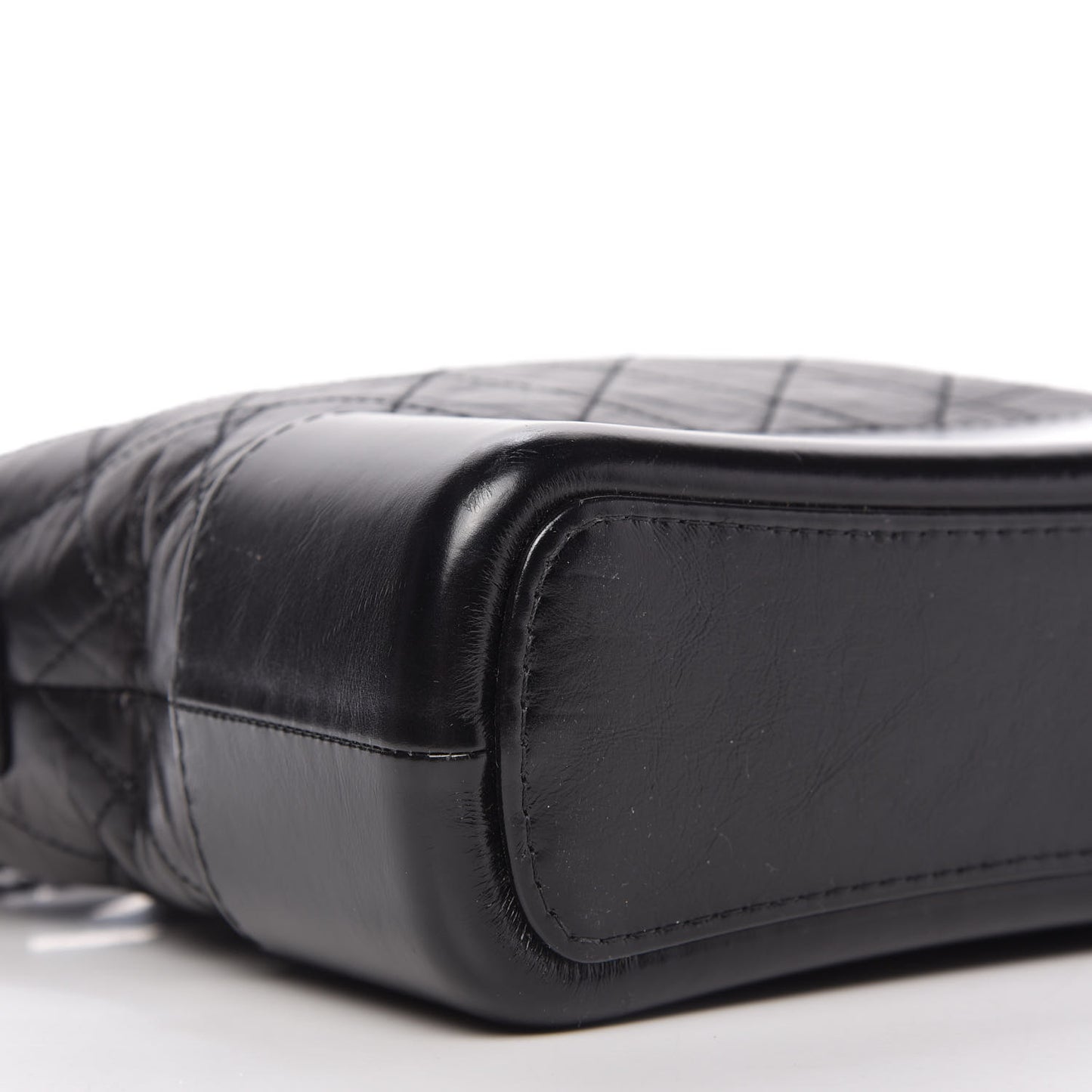 Aged Calfskin Quilted Small Gabrielle Logo Hobo Black