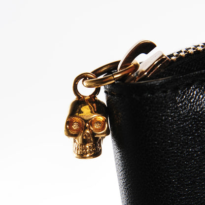 Alexander McQueen Calfskin Skull Charm Zip Around Tablet Case Black 8 of 8