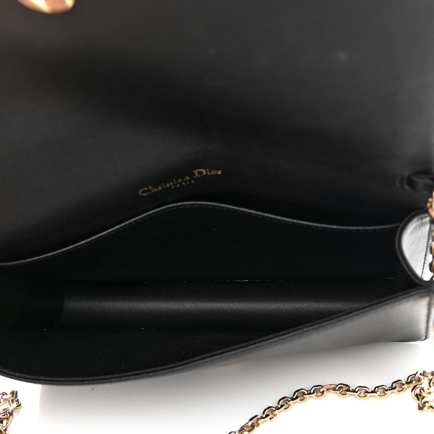 Lambskin Cannage Lady Dior Chain Wallet Black