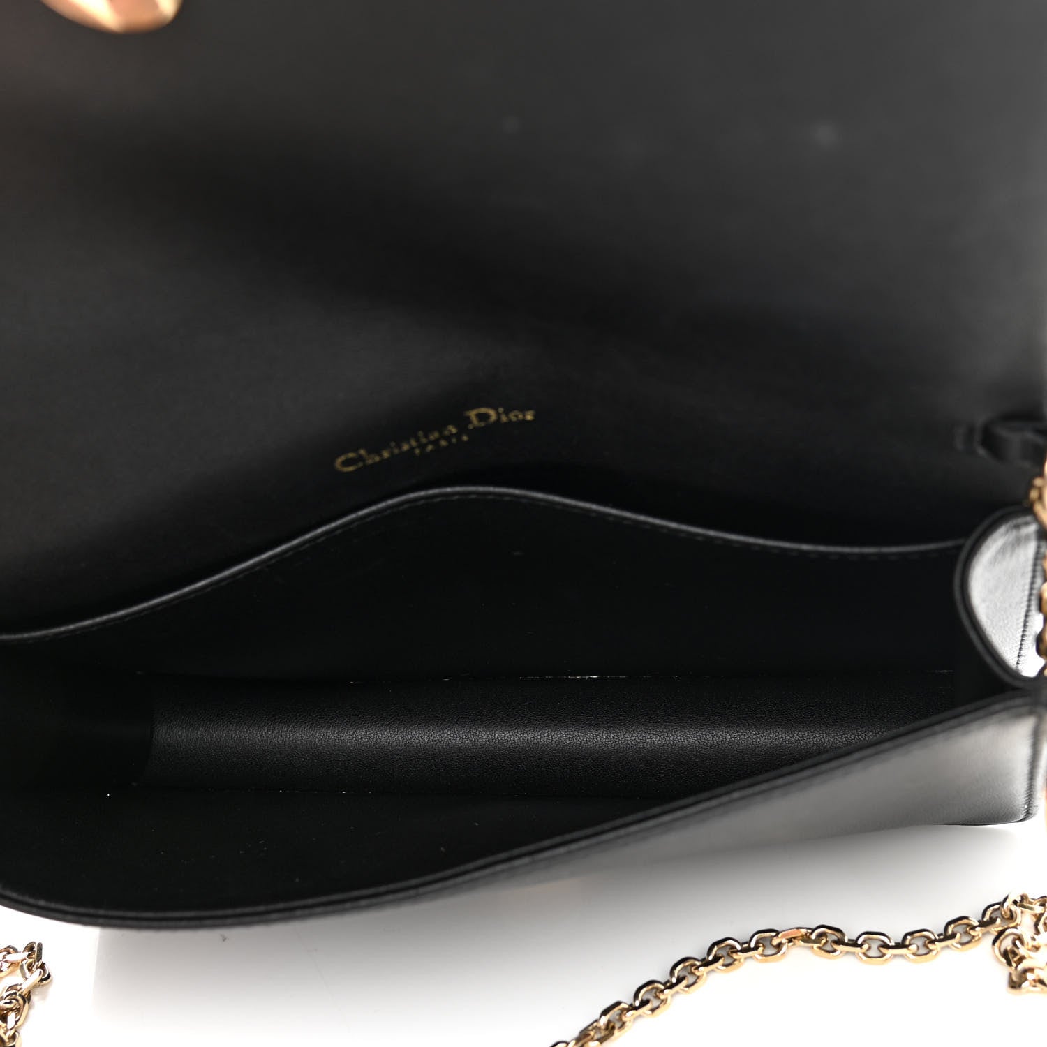 Christian Dior Lambskin Cannage Lady Dior Chain Wallet Black 6 of 13