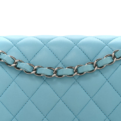 Chanel Lambskin Quilted Medium Double Flap Light Blue 8 of 10