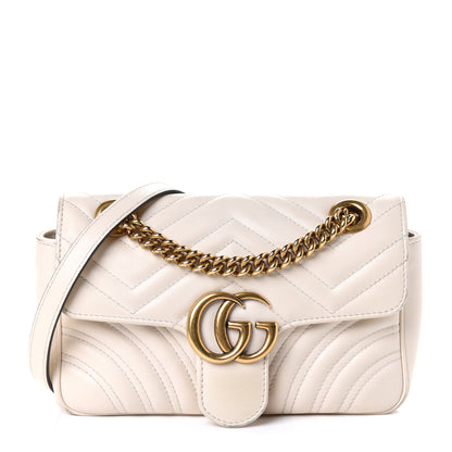 Gucci Calfskin Matelasse Small GG Marmont Shoulder Bag White 1 of 5