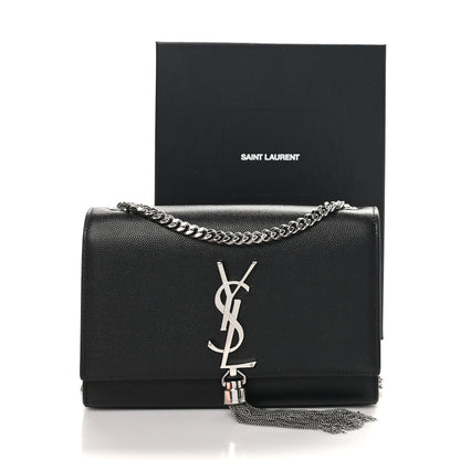 Saint Laurent Grain De Poudre Small Classic Monogram Kate Tassel Satchel Black 11 of 11