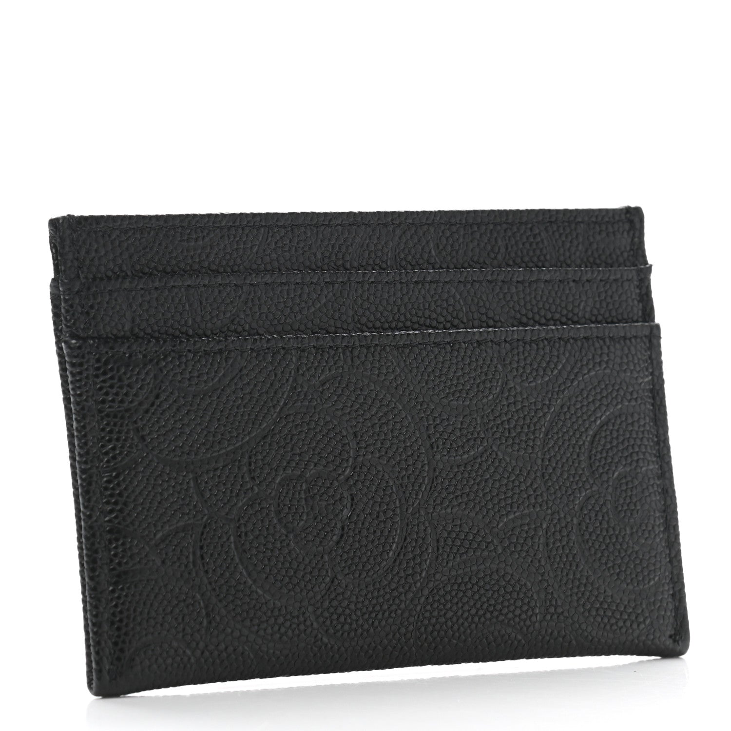 Chanel Caviar Camellia Embossed Card Holder Black 3 of 9