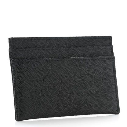 Chanel Caviar Camellia Embossed Card Holder Black 3 of 9