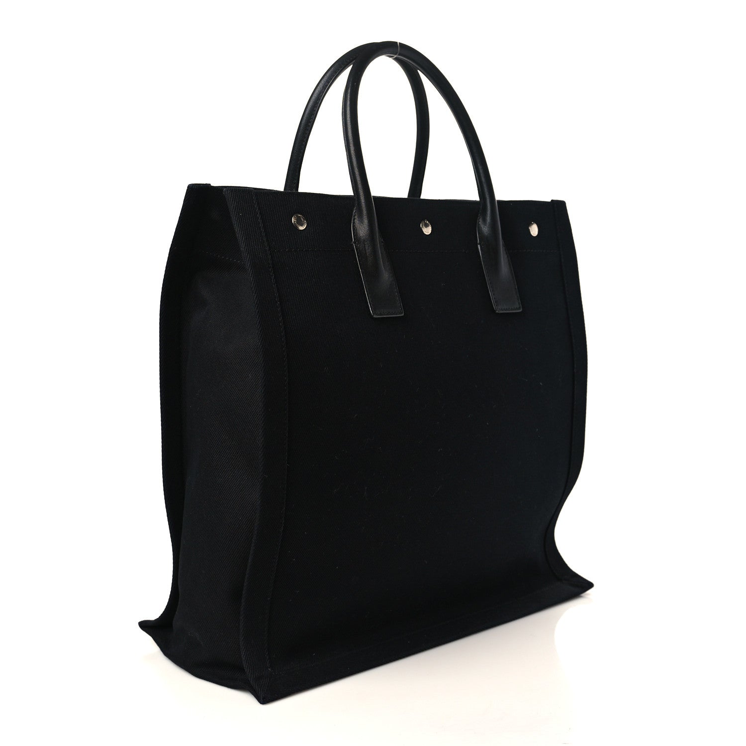 Saint Laurent Linen Calfskin Rive Gauche North South Tote Black 2 of 7